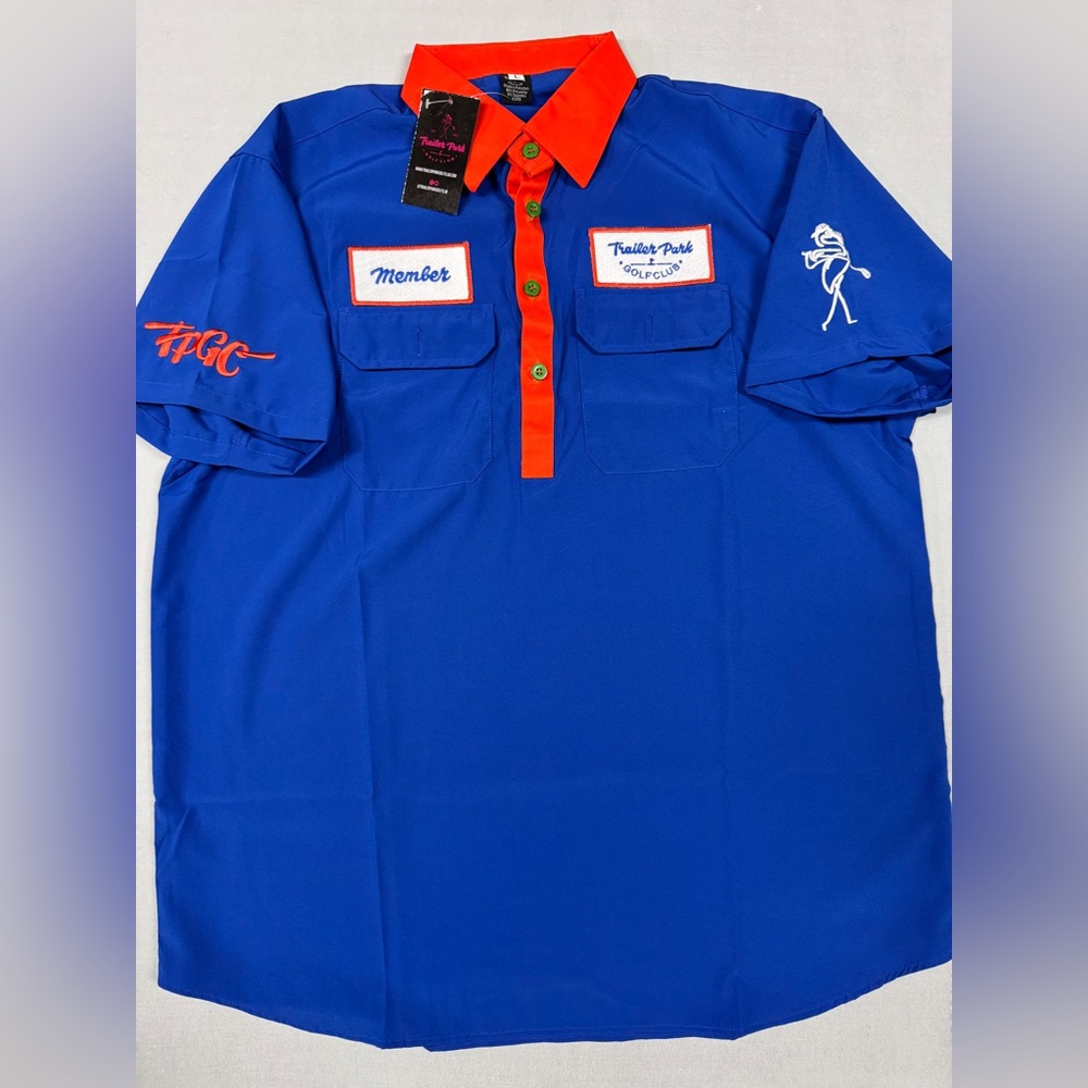 Trailer Park Golf Club - Large - Orange/Blue Member Golf Polo - NEW